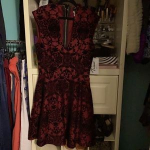 NWT Red with black velvet dress